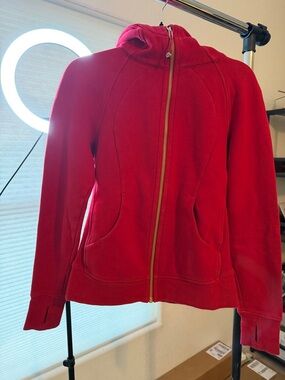 Lululemon Scuba Red Red Zip-Up Hooded Jacket